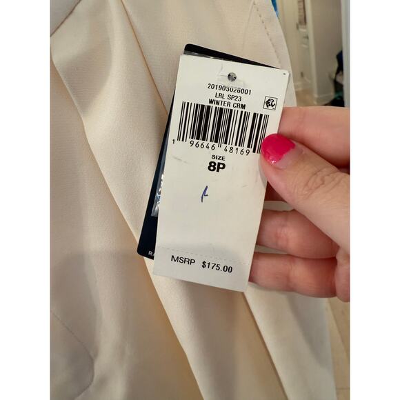 Ralph Lauren Mascarpone Cream Pleated Georgette Wide-Leg Trouser Petite Size 8P - Picture 6 of 7